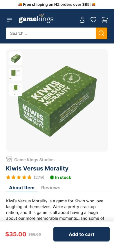 Game Kings product page design